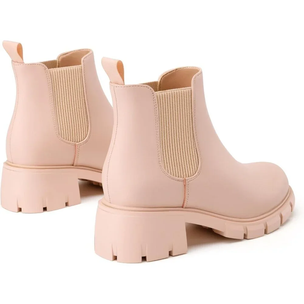🆕Girls Pink Polyurethane Cowgirl Ankle Comfortable Slip on Lug Sole Boot